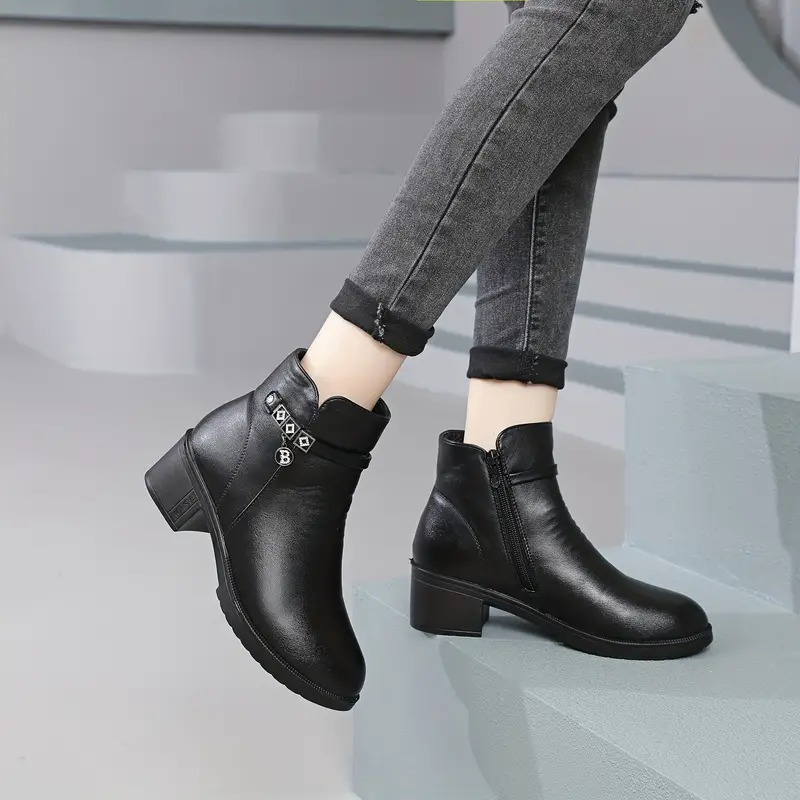Winter Thick Heel Medium Heel Short Boots