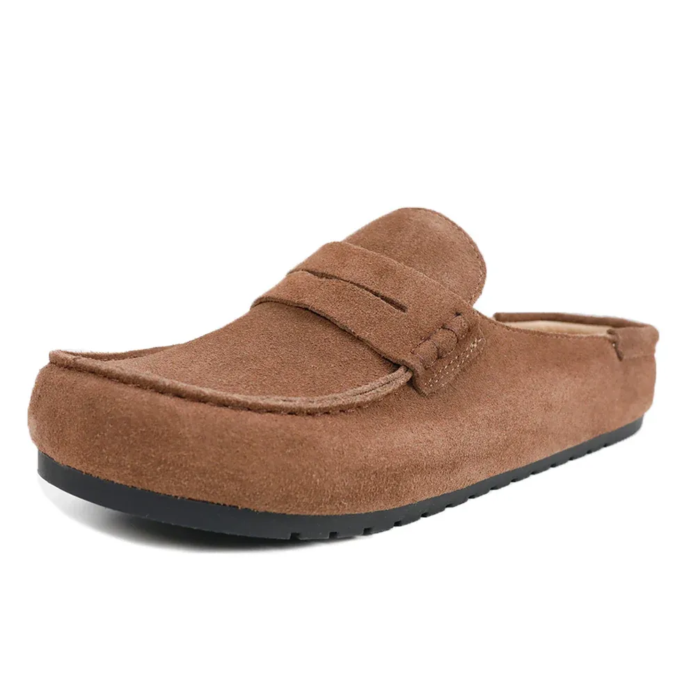 Genuine Suede Loafer Mules