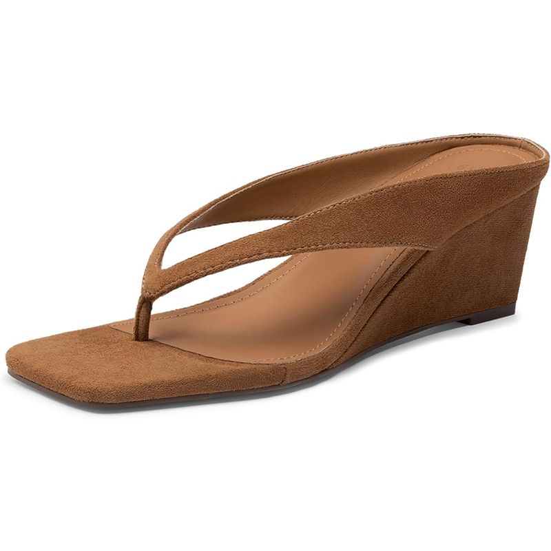Women's Athlefit Trendy Dressy Low Wedge Sandals