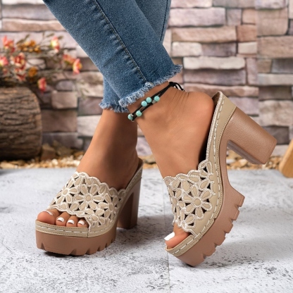 Women's Hollow Thick Sole Slides