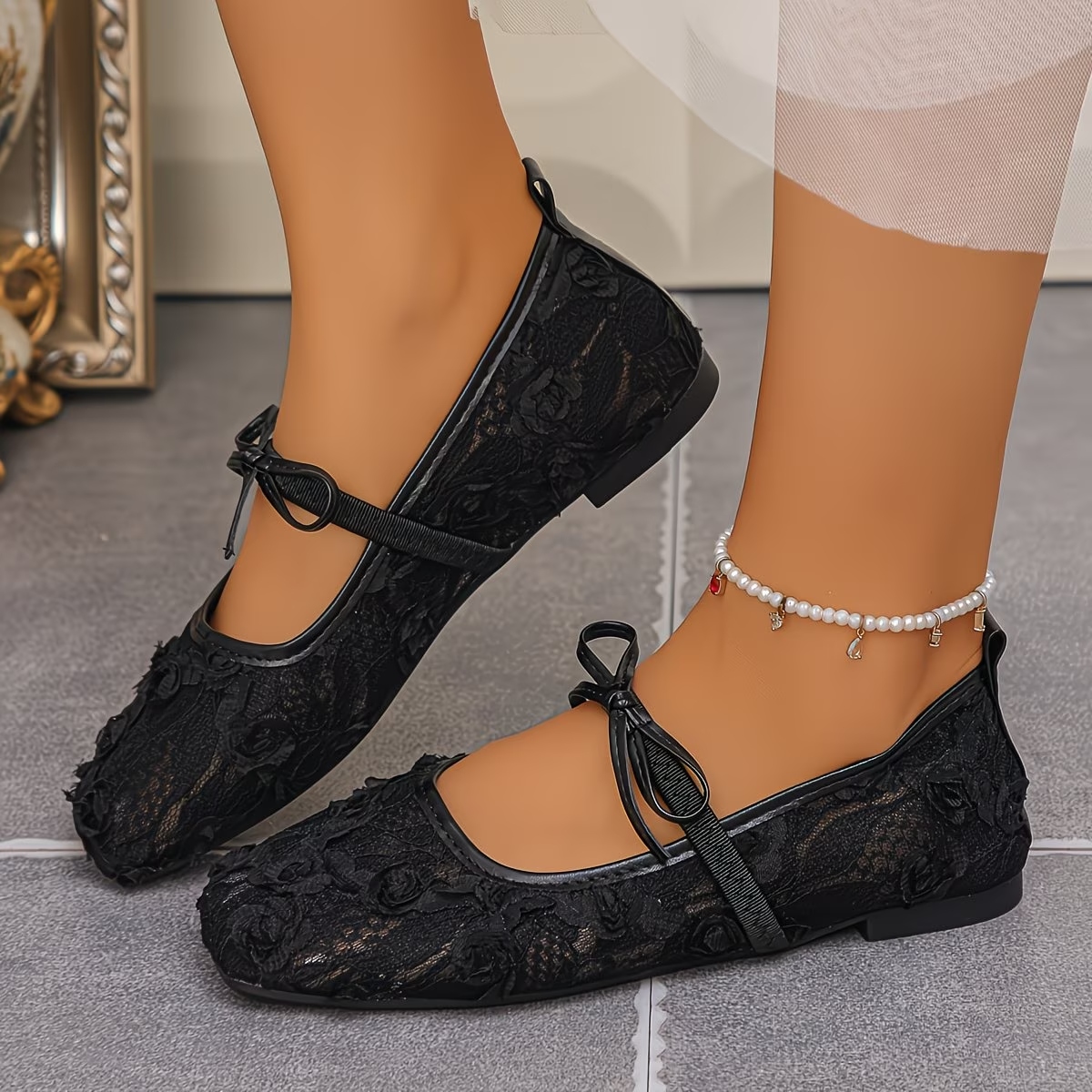 Women's Lace Mary Jane Flats