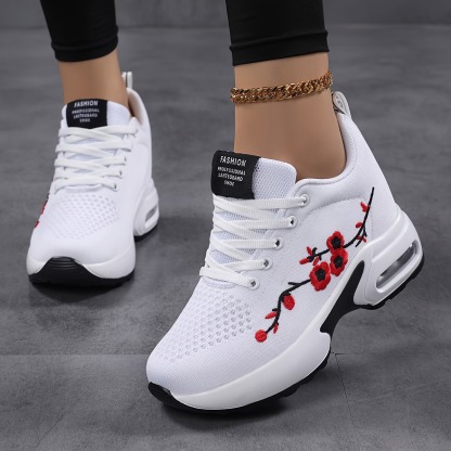 Women'S Embroidered Wedge Sneakers