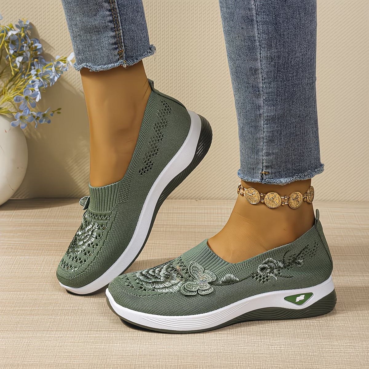 Women's Ethnic Mesh Loafers