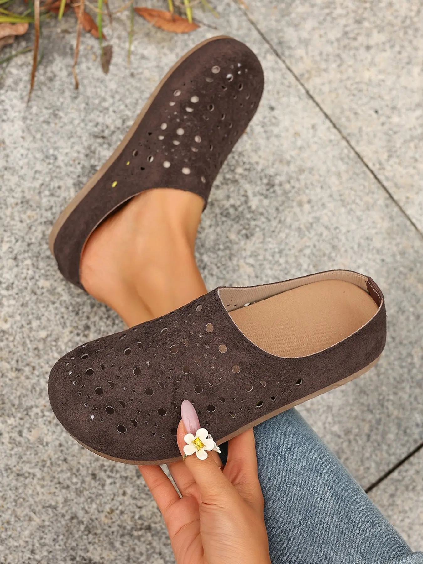 Women's Faux Fur Holes Sandals