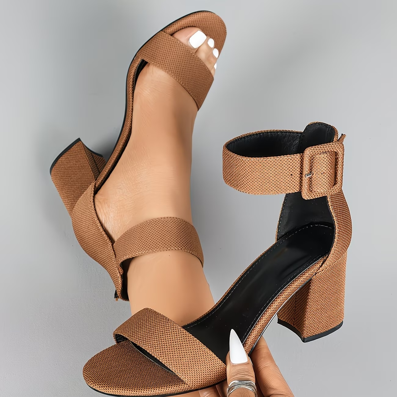 Women's Adjustable Ankle Strap Chunky Heels