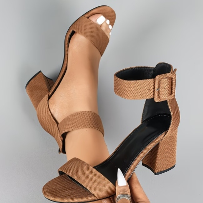Women's Adjustable Ankle Strap Chunky Heels