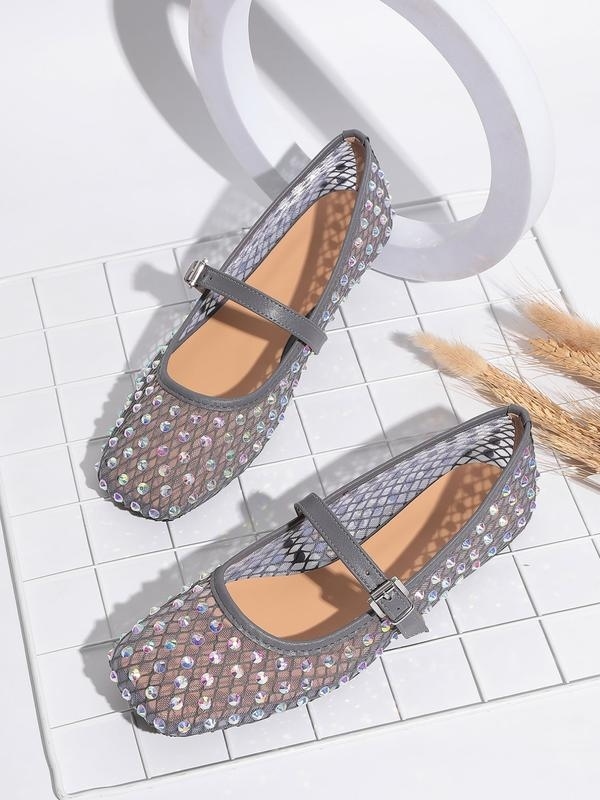 Women's Mesh Rhinestone Ballet Flats