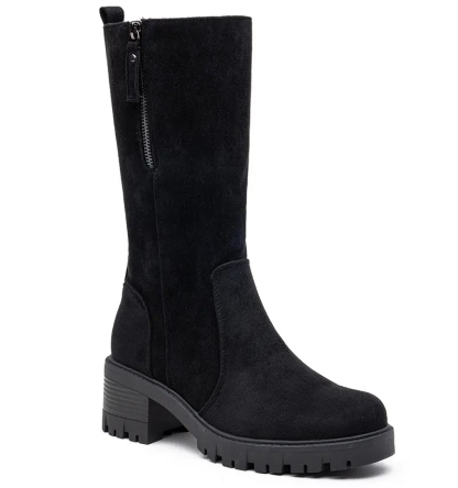 Ladies Faux Suede Chunky Heel