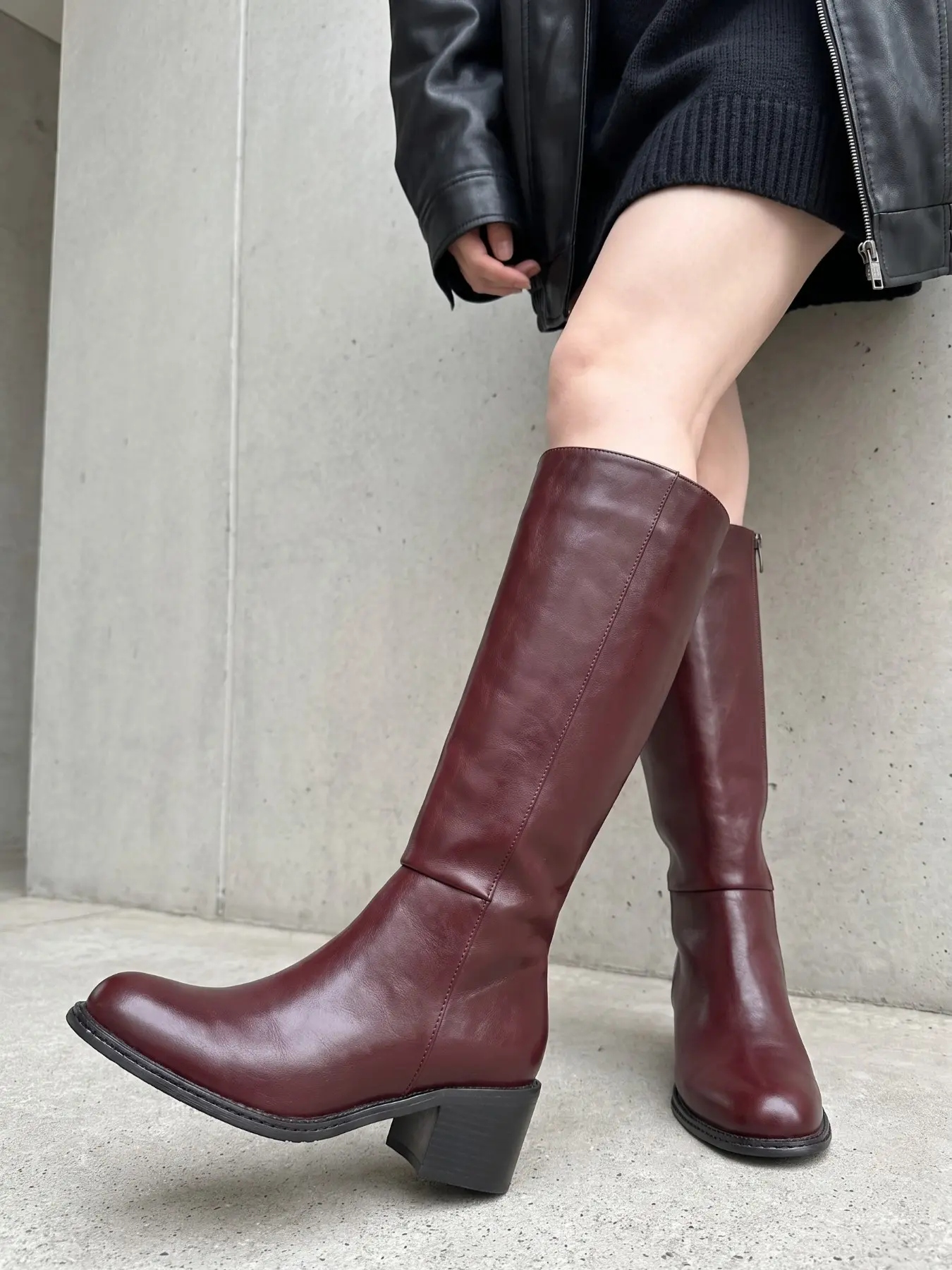 Women's Elegant Square Toe Knee Boots