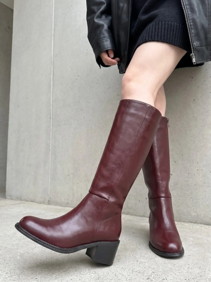 Women's Elegant Square Toe Knee Boots