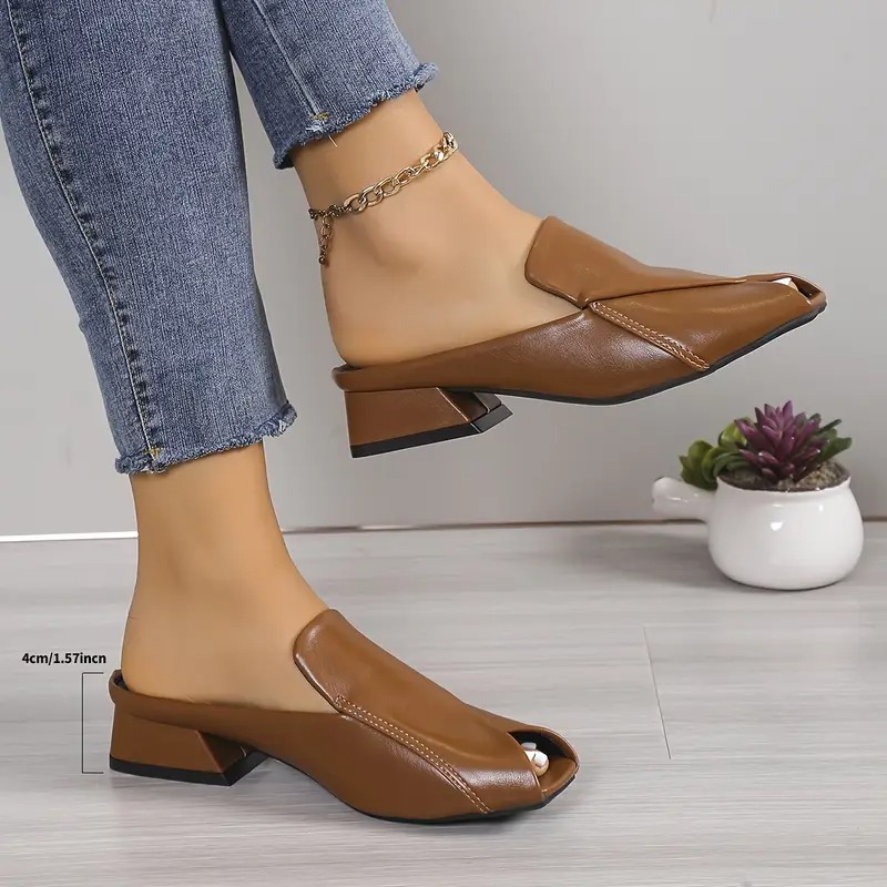 Stylish Square Toe Chunky Low Heels