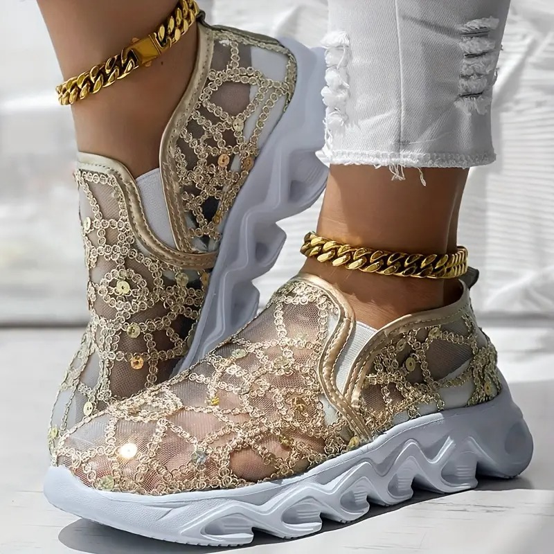 Women's Glitter Mesh Casual Sneakers
