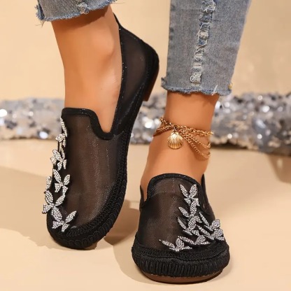 Rhinestone Butterfly Casual Flat Shoes