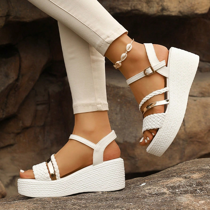 Women's Woven Strap Platform Wedge Sandals