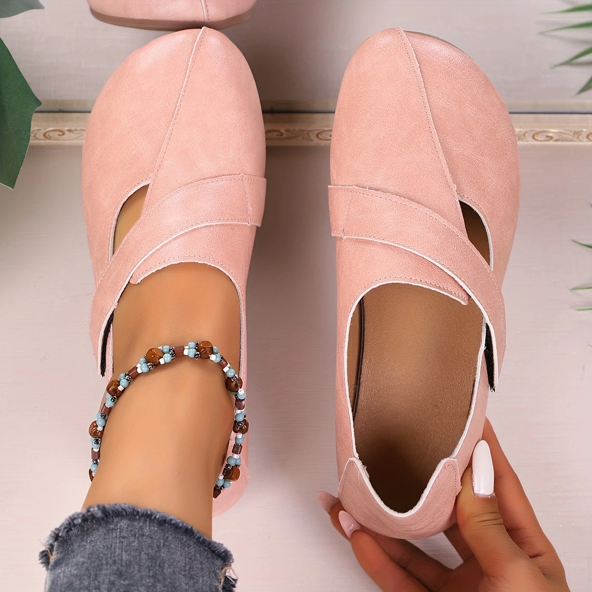 Women's Leather Velcro Comfort Shoes