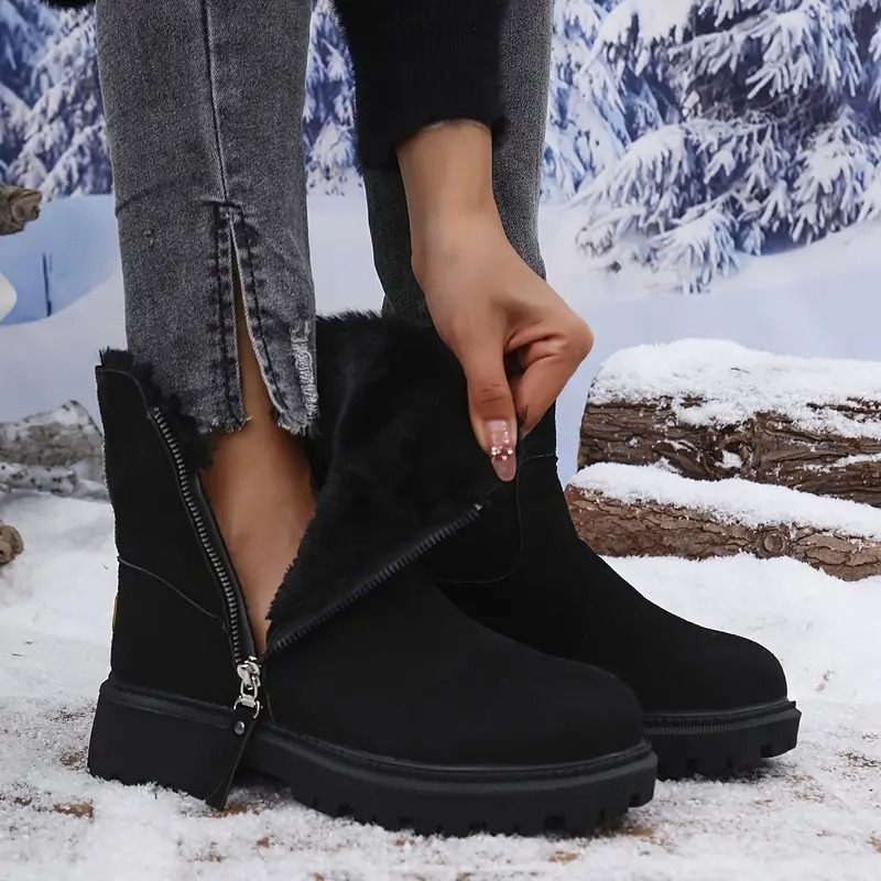 Winter Fur Integrated Short Boots