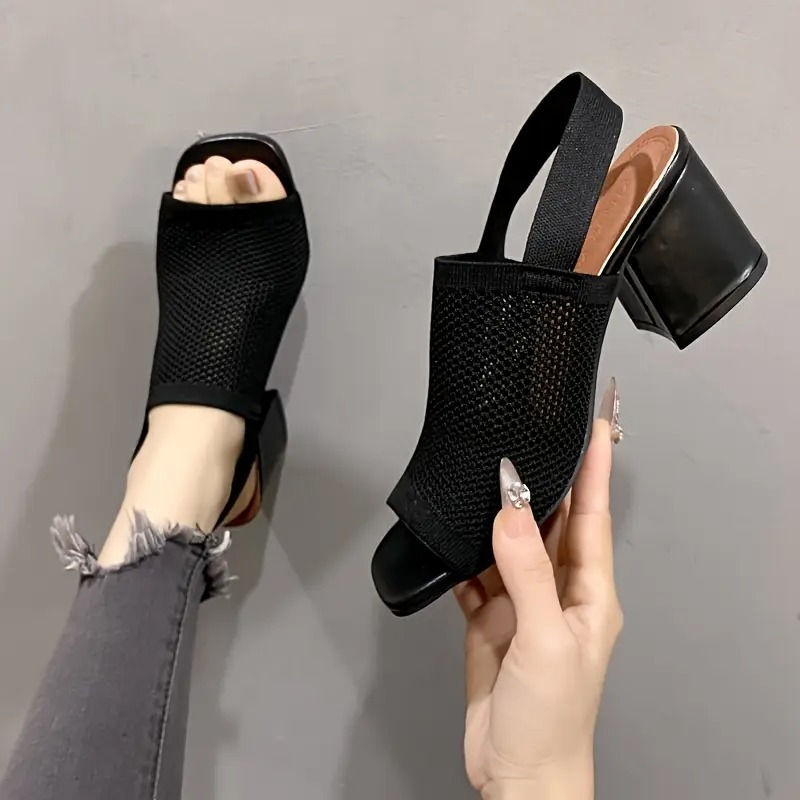 Women's Breathable Open-Toe Chic Mesh Heels