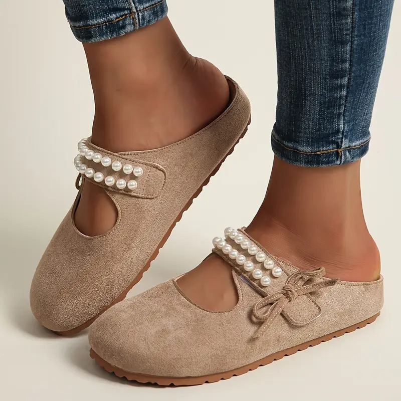 Women's Pearl Bow Mary Jane Flats