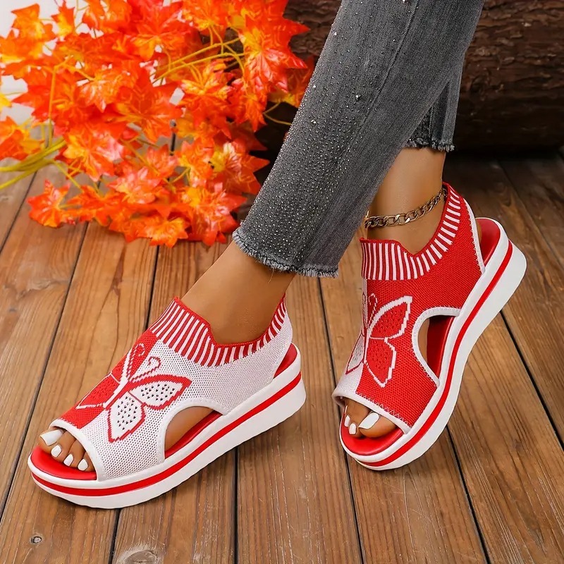 Breathable Butterfly Print Sandals
