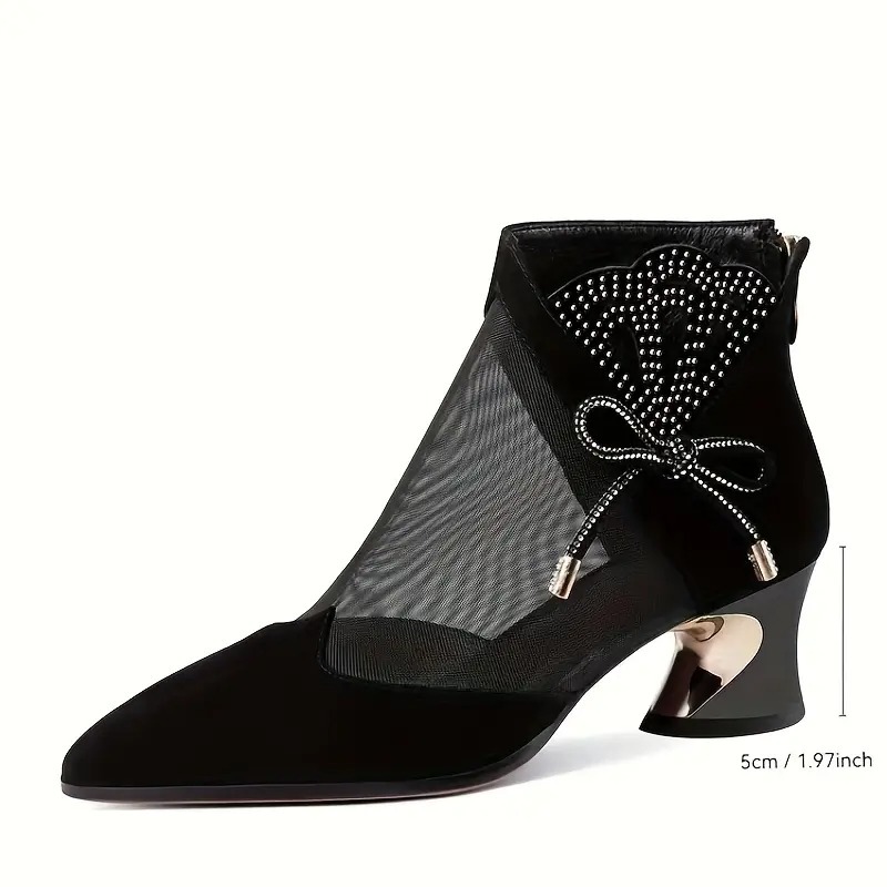 Women'S Elegant Black Pointed-Toe Ankle Boots