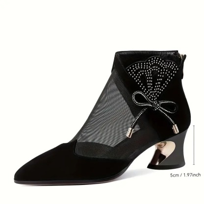 Women'S Elegant Black Pointed-Toe Ankle Boots