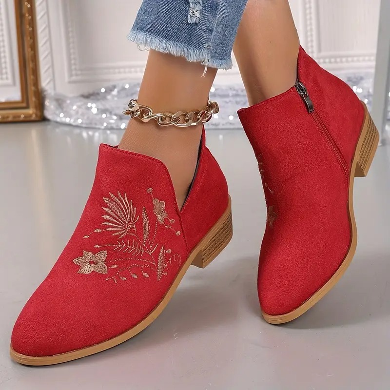 Women's Elegant Floral Ankle Boots