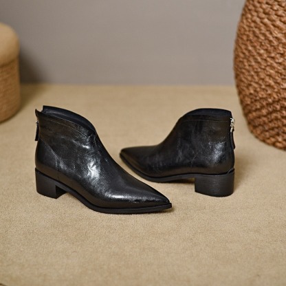 Women's Sexy V-cut Leather Ankle Boots