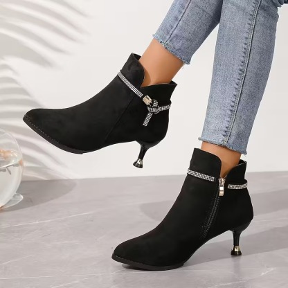 Women's Rhinestone Heeled Boots