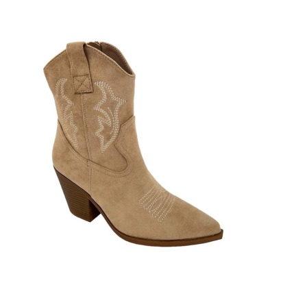 Women's Faux Suede Mid Calf Cowboy Boots