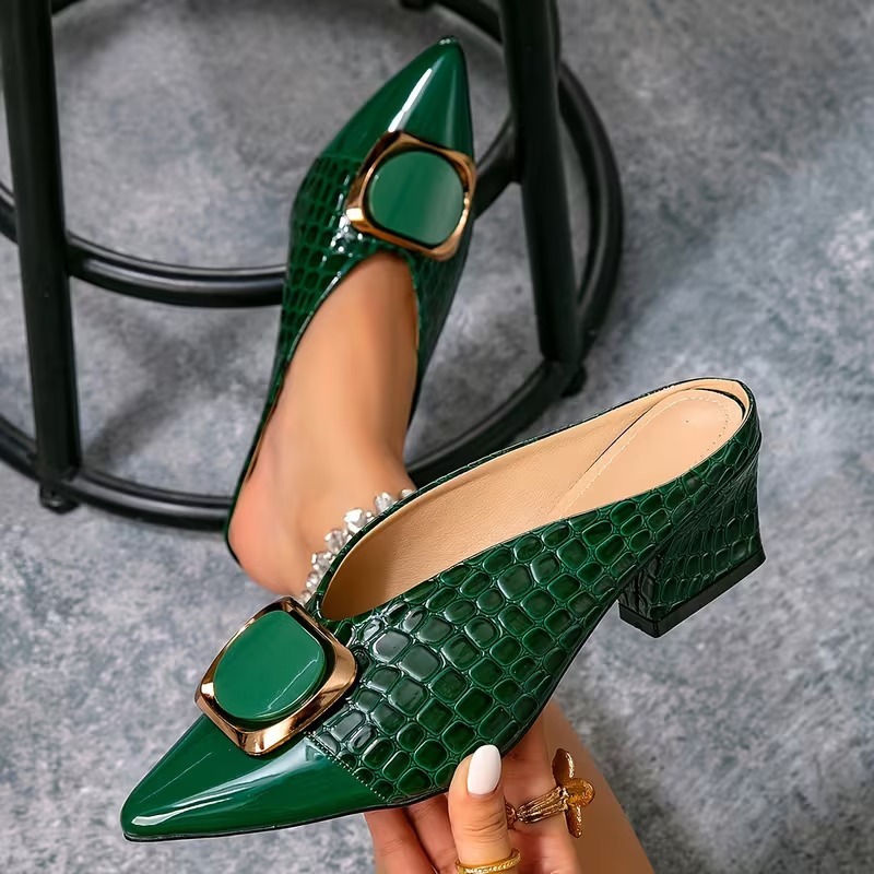 Women's Pointed Toe Buckle Heels