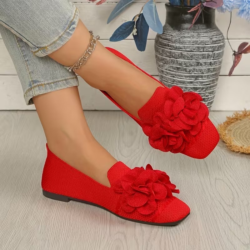 Women's Floral Mary Jane Flat Heels