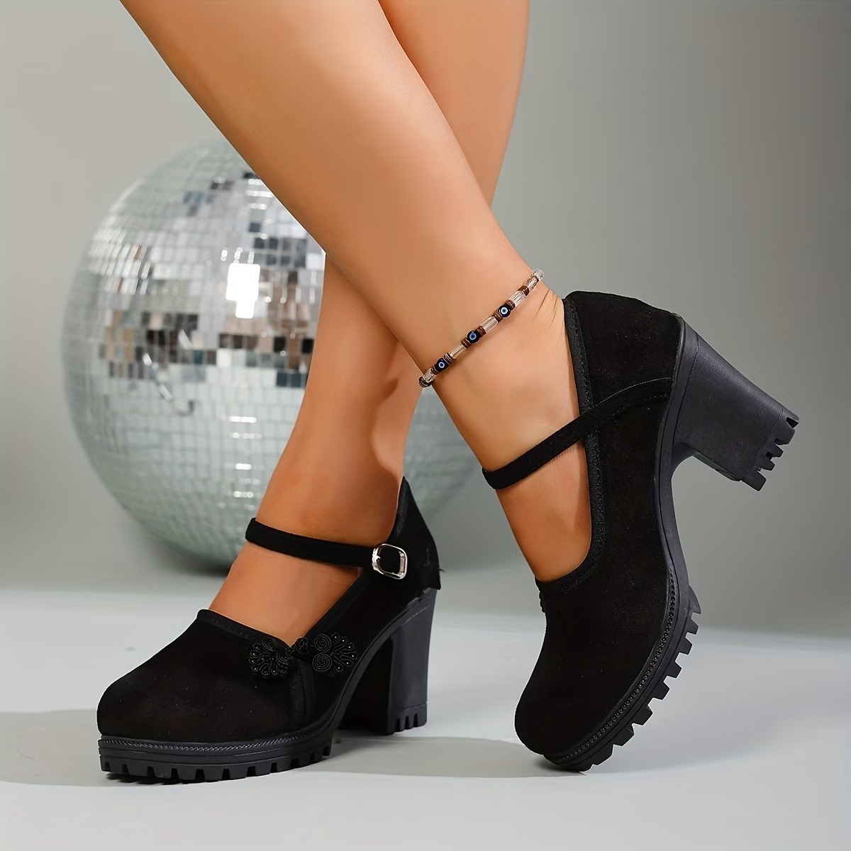 Women's Vintage Chunky Heel Flat Shoes