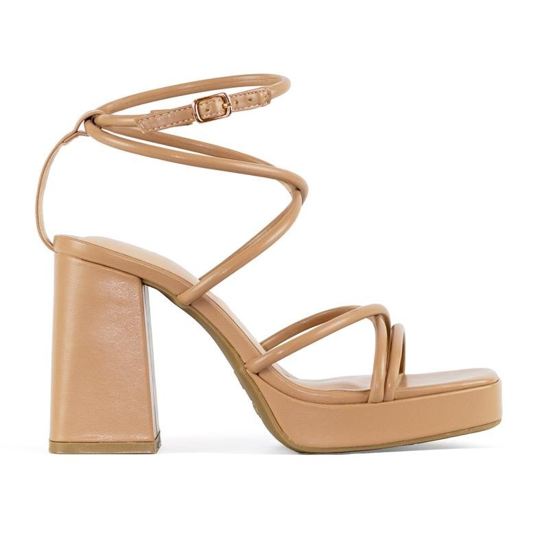 Square Toe Ankle Strap Block Heels