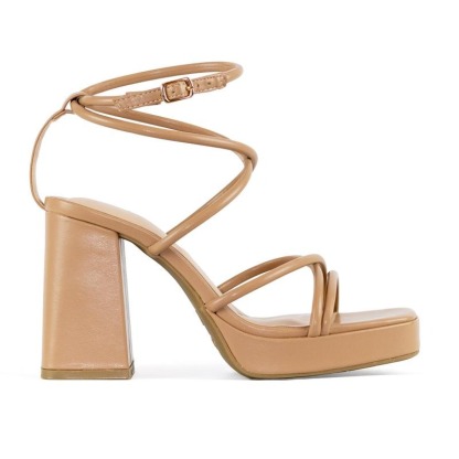 Square Toe Ankle Strap Block Heels