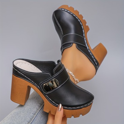 Women's Versatile Slip-On Heeled Sandals