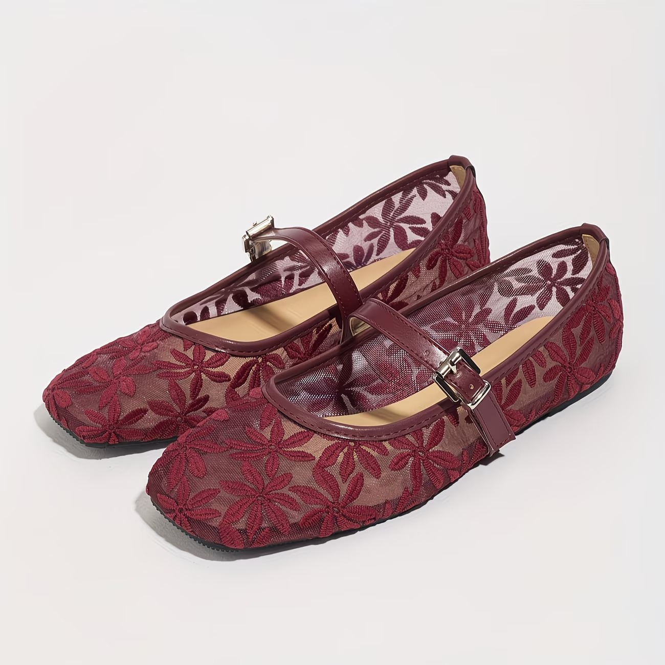 Women's Mesh Square Toe Flats