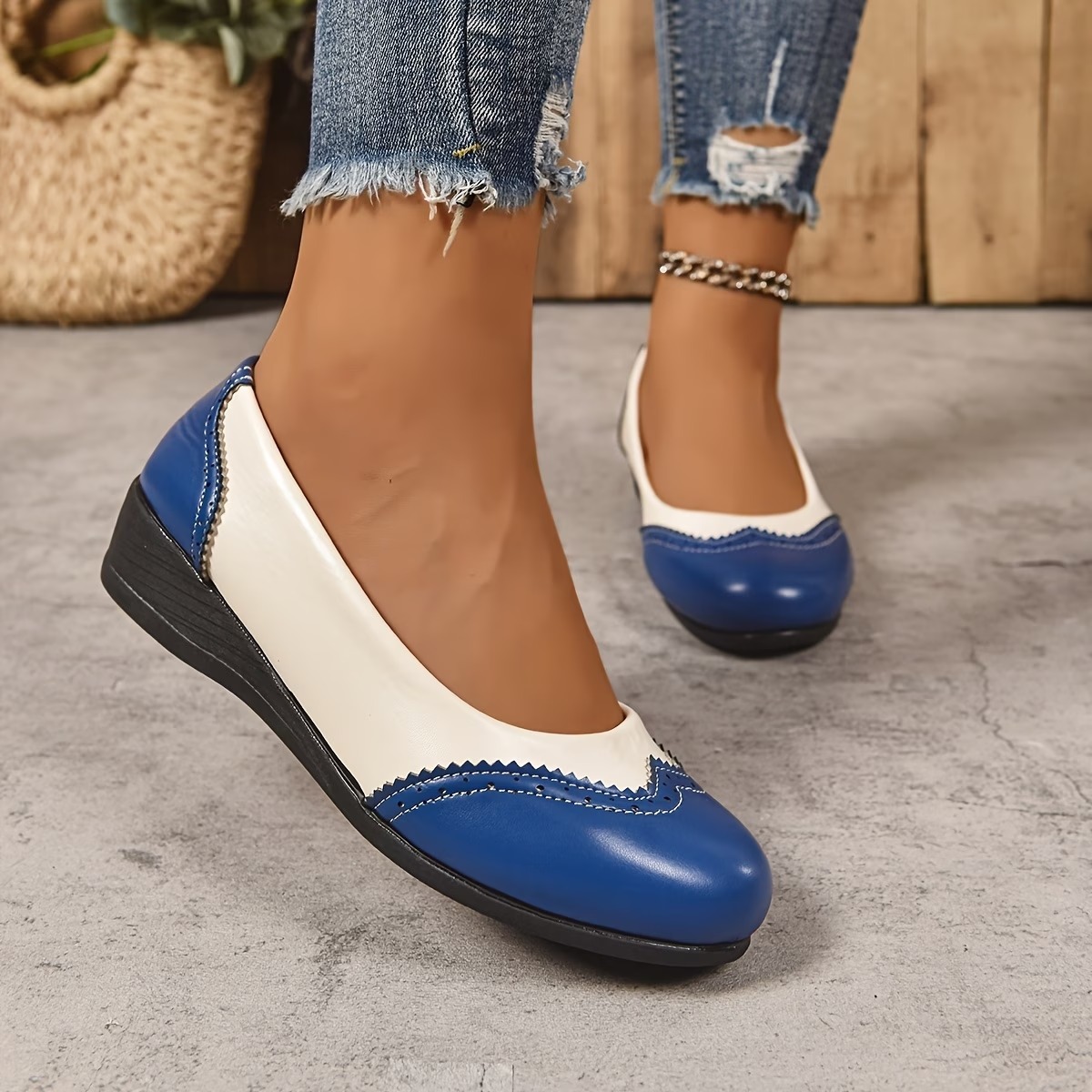 Women's Color Block Wedge Loafers