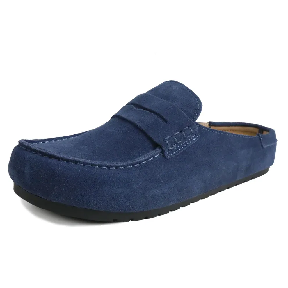 Genuine Suede Loafer Mules