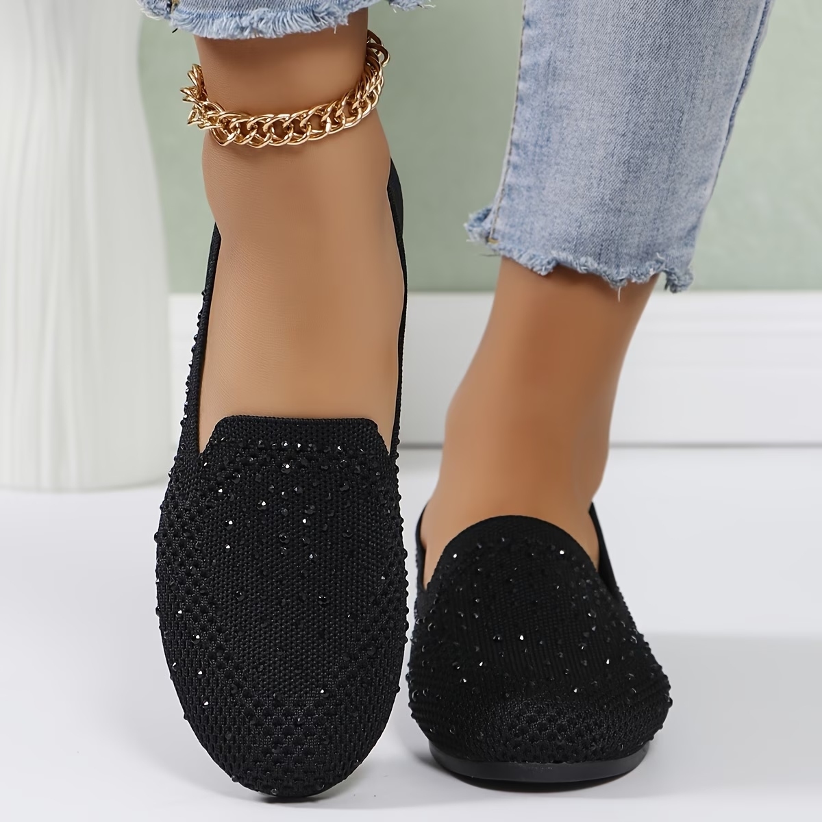 Women's Rhinestone Flat Shoes