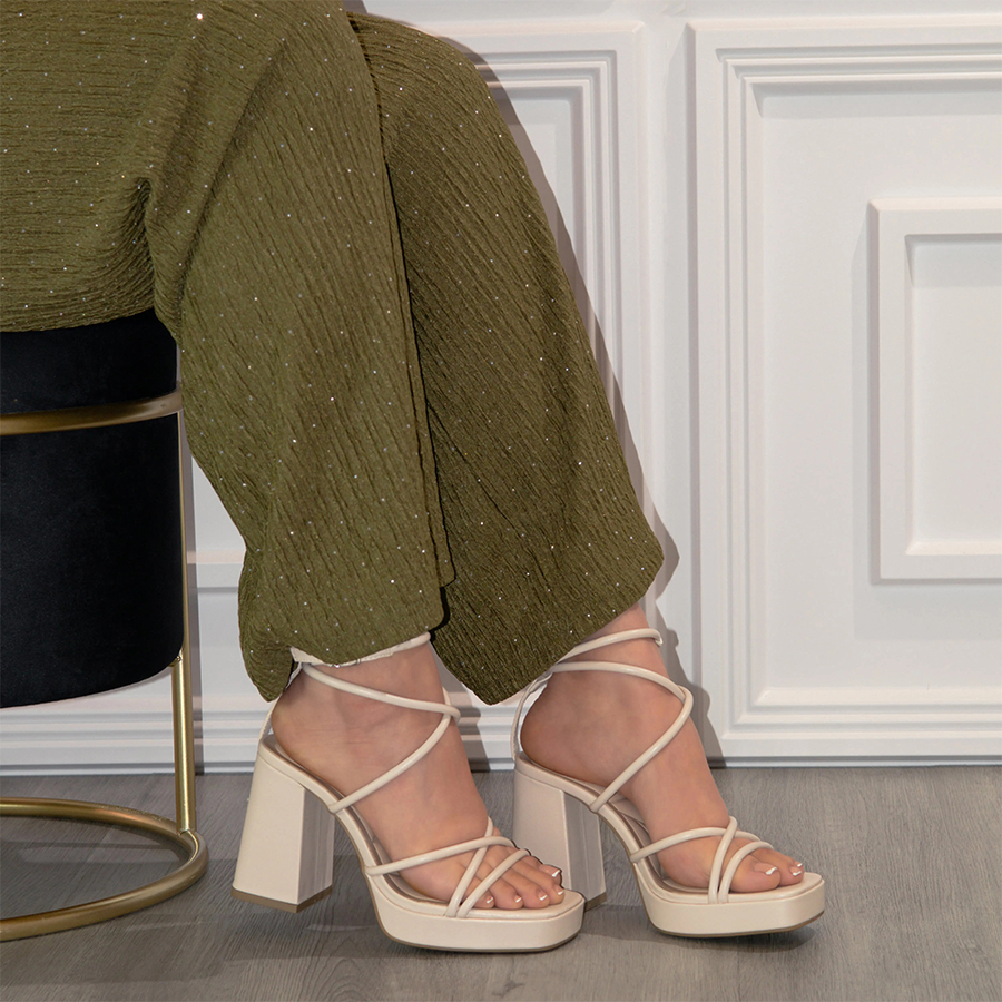 Women's Square Toe Ankle Strap Block Heels