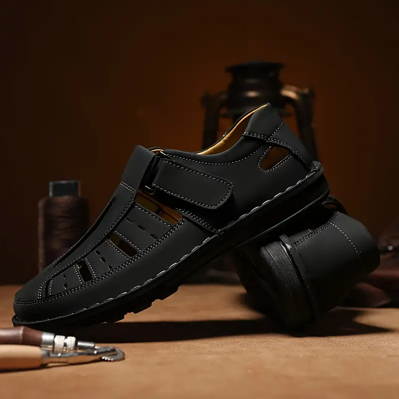 mens solid colour breathable sandals comfy non slip durable rubber sole beach water shoes for mens outdoor activities summer men s shoes details 2