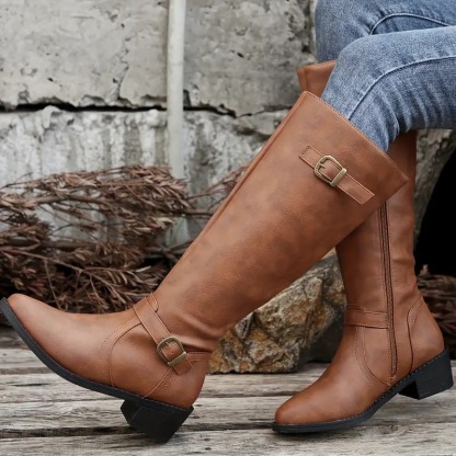 Comfy Chunky Heel Mid-Calf Boots