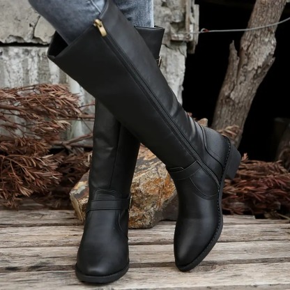 Comfy Chunky Heel Mid-Calf Boots