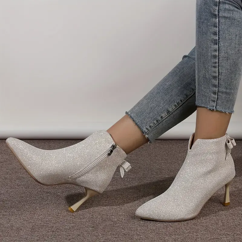 Women's Zip Up Chic Bowknot Boots