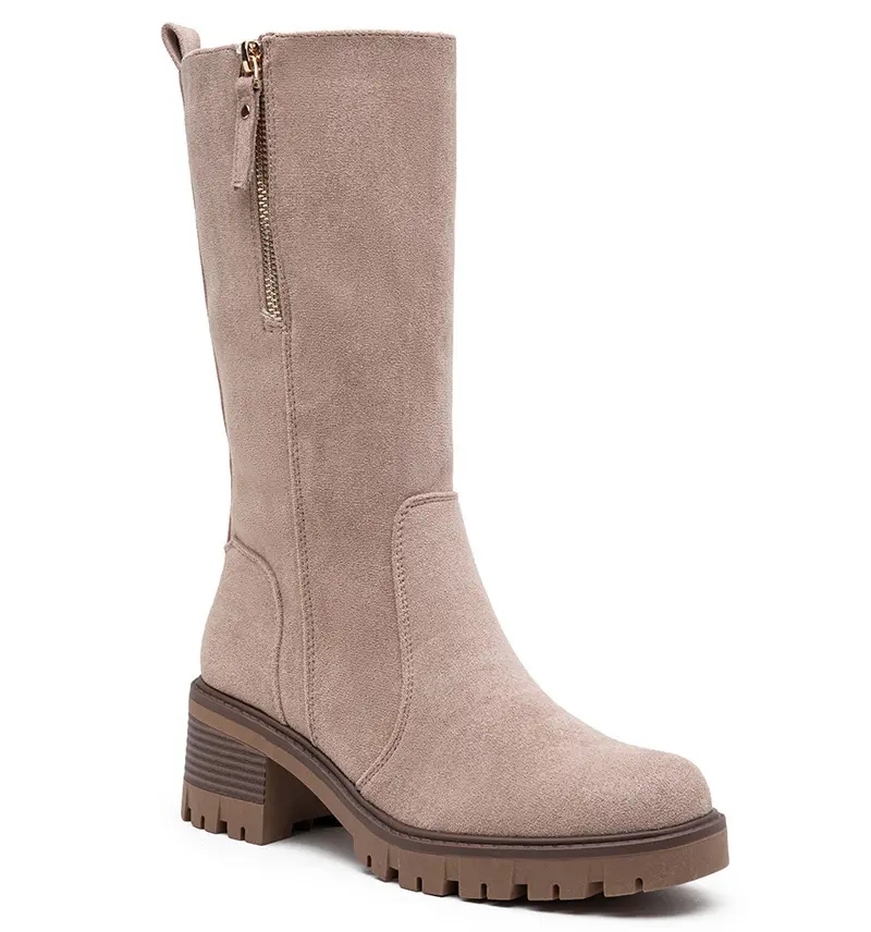 Ladies Faux Suede Chunky Heel