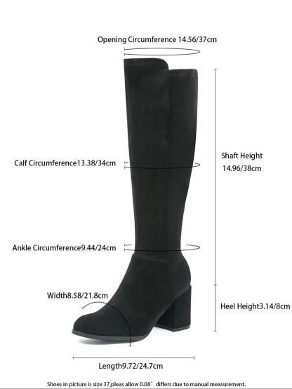 Women's Solid Color Round Toe Boots