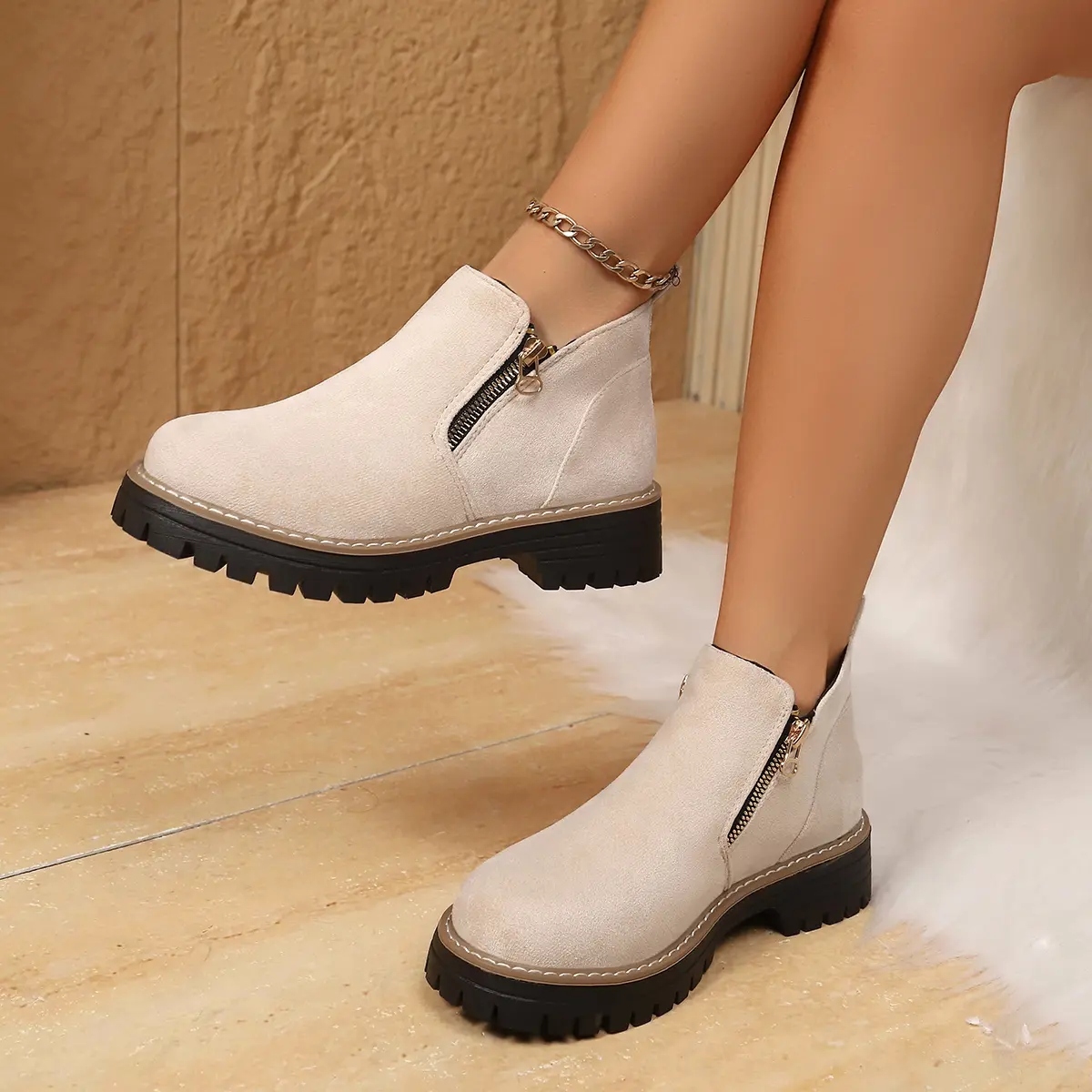 Women's Platform Low-heeled Ankle Boots