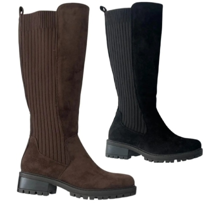 Women's Stretch Elastic Gusset Zip Closure Boots