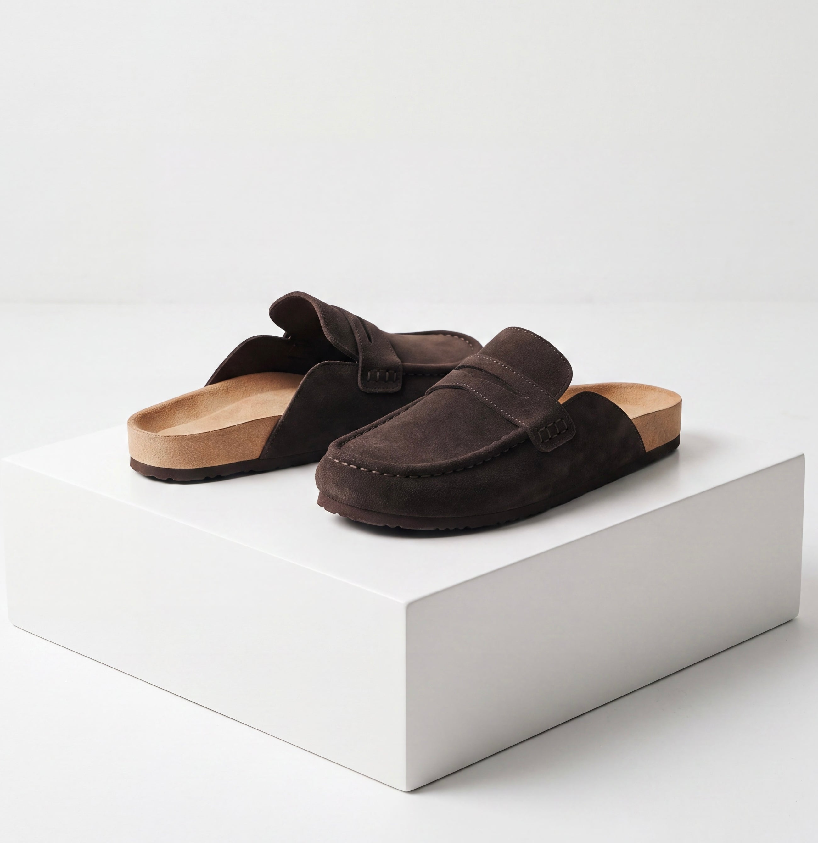 Cow Suede Leather Flat Loafer Mule Clogs