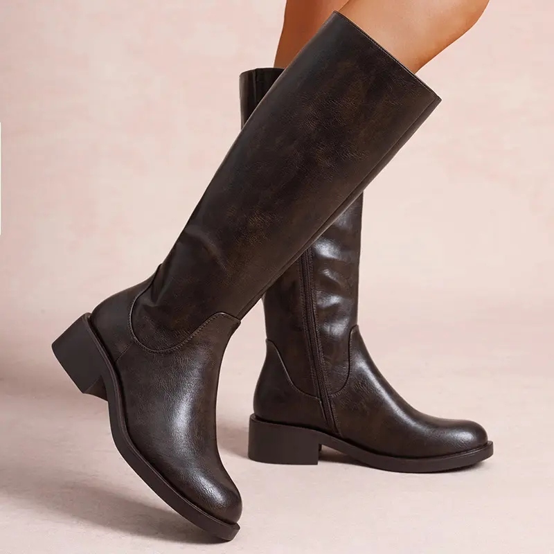 Ladies Faux Leather Zip Comfy Boots